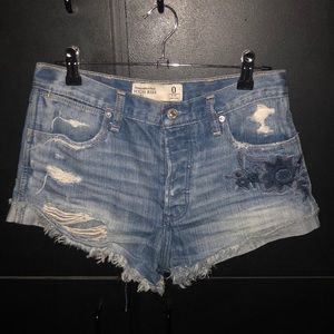 Abercrombie embroidered floral ripped shorts